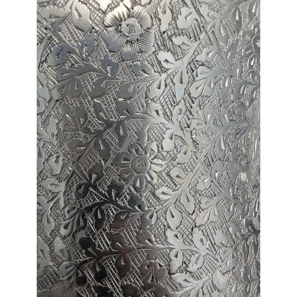 Silverplate Engraved Leaf Design Champagne Or Wine Ice bucket Knob Handles